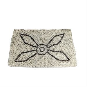 Satin And Hand Beaded Vintage Evening Clutch Bag Purse Made In Japan